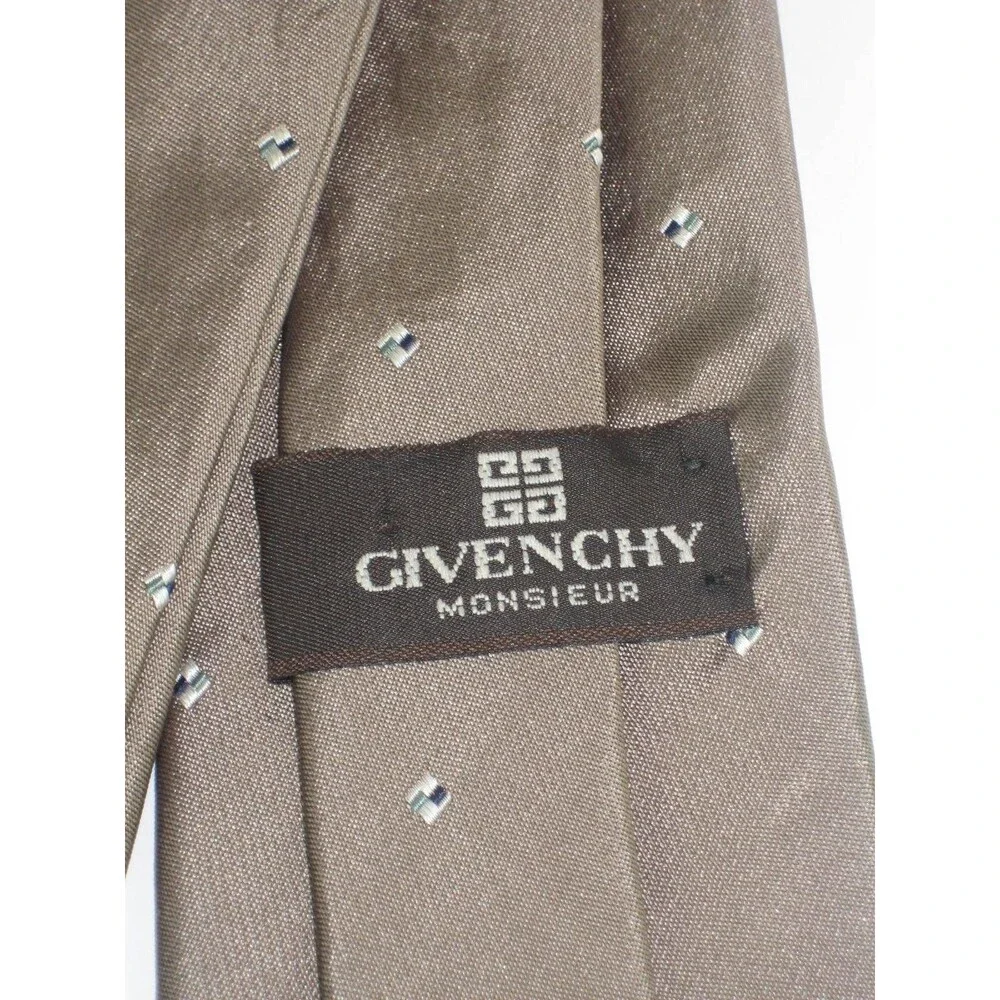 Givenchy Monsieur 100% Silk Brown Geometric Design  Necktie